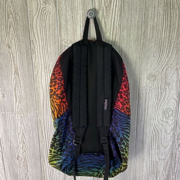 Vintage 90s Jansport Leopard and Zebra Print Retro Backpack Adults Kids - Picture 6 of 9